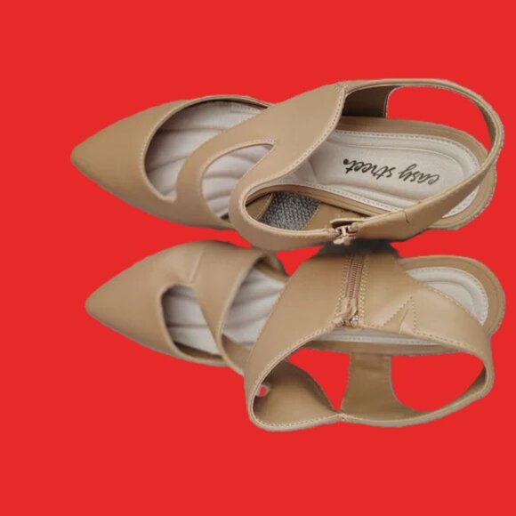 Tan Shoes Size 10 MADE BY EASY STRIDE, OFFICE SIREN, PARTY READY, FUN, SEXY HEEL - Picture 5 of 5